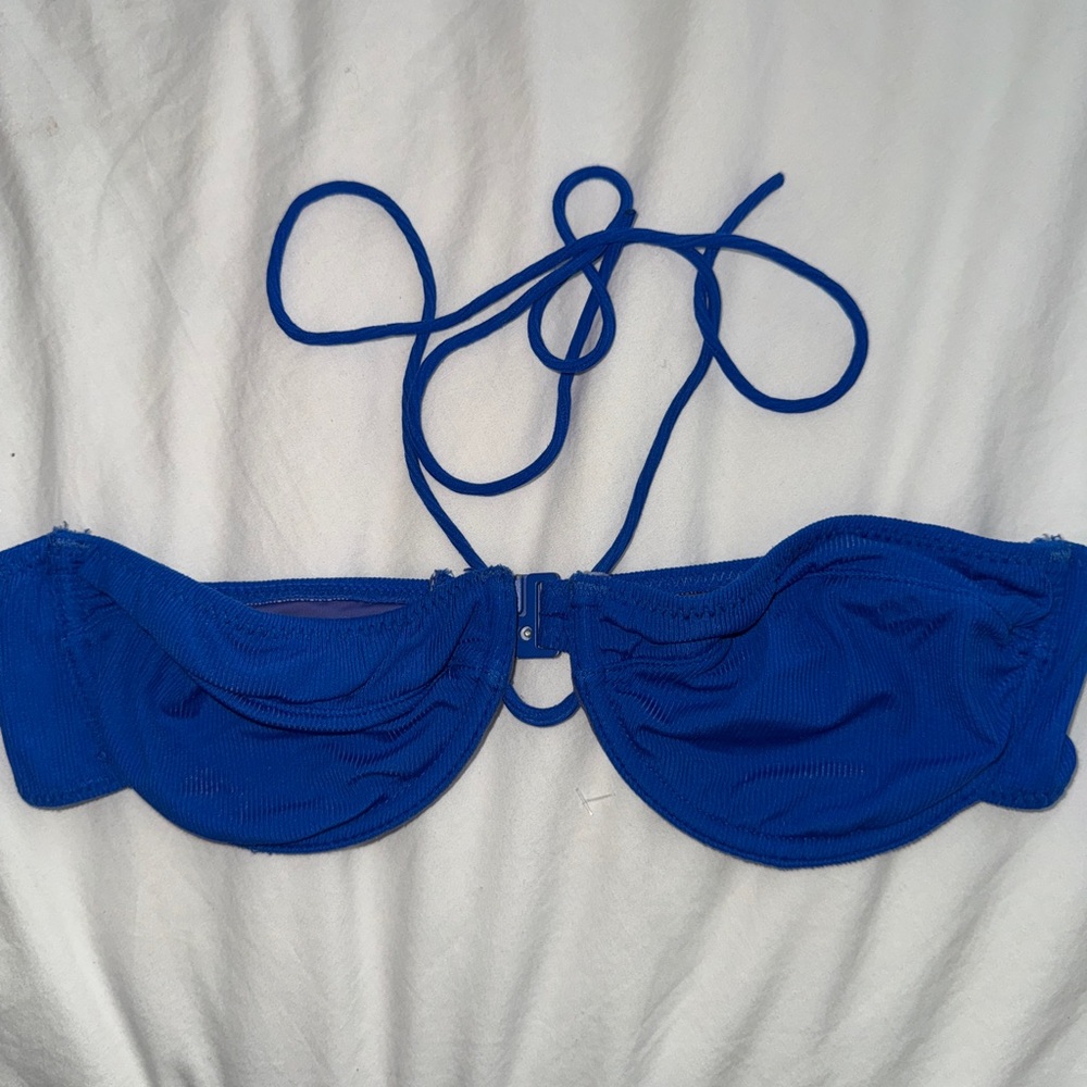 Blue Halter Bikini Top